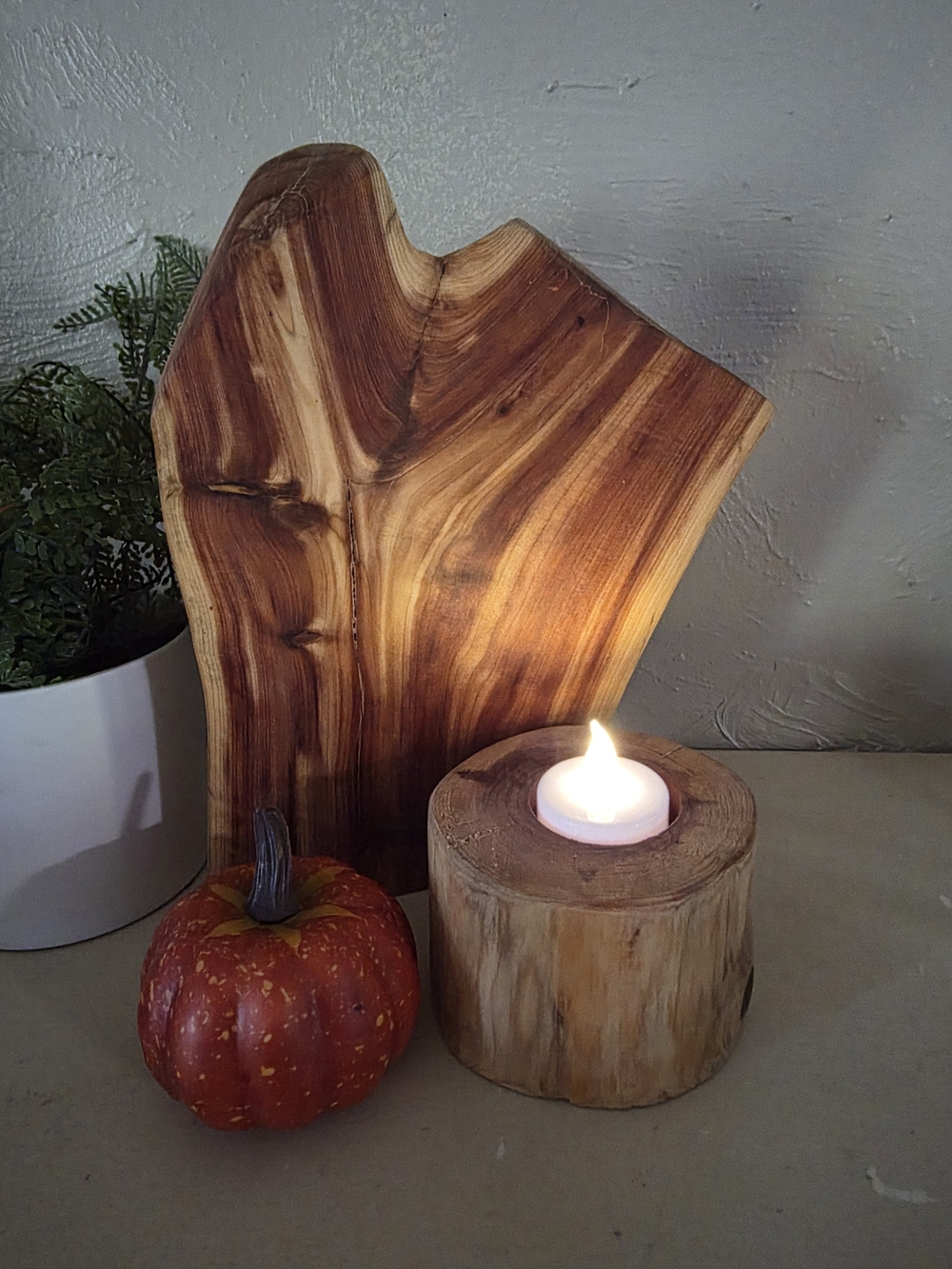 Rustic Handmade Eastern Red Cedar Natural Wood Tealight Candle Holder And Base